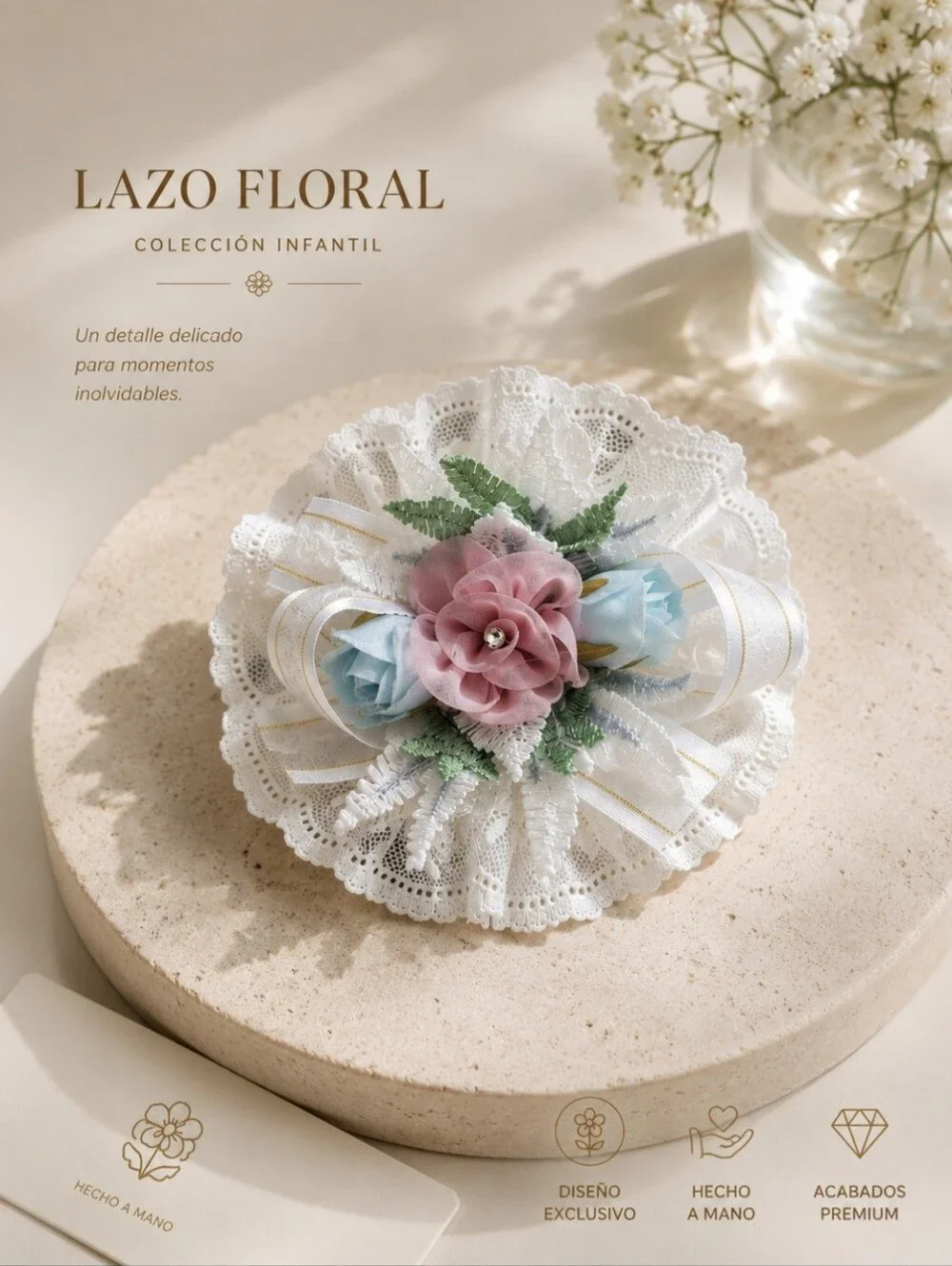 Lazo Floral - Pink & Light Blue Floral Bow